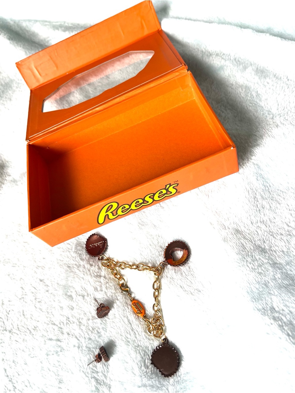 Macy's Gold Chain Bracelet with Brown Chocolate Charm Accents with Earrings